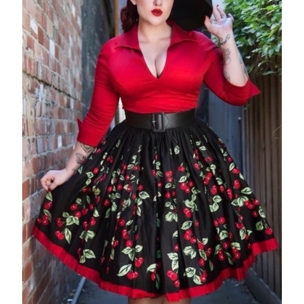 Pinup Couture Jenny Skirt Cherries Retro Rockabilly 50's Women's Plus Size 2X - Picture 4 of 11